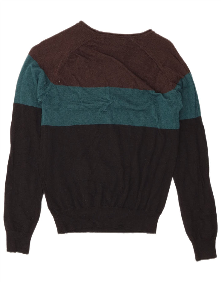 Zara Herre Boat Neck Jumper Sweater Medium Multicolored Colourblock Uld