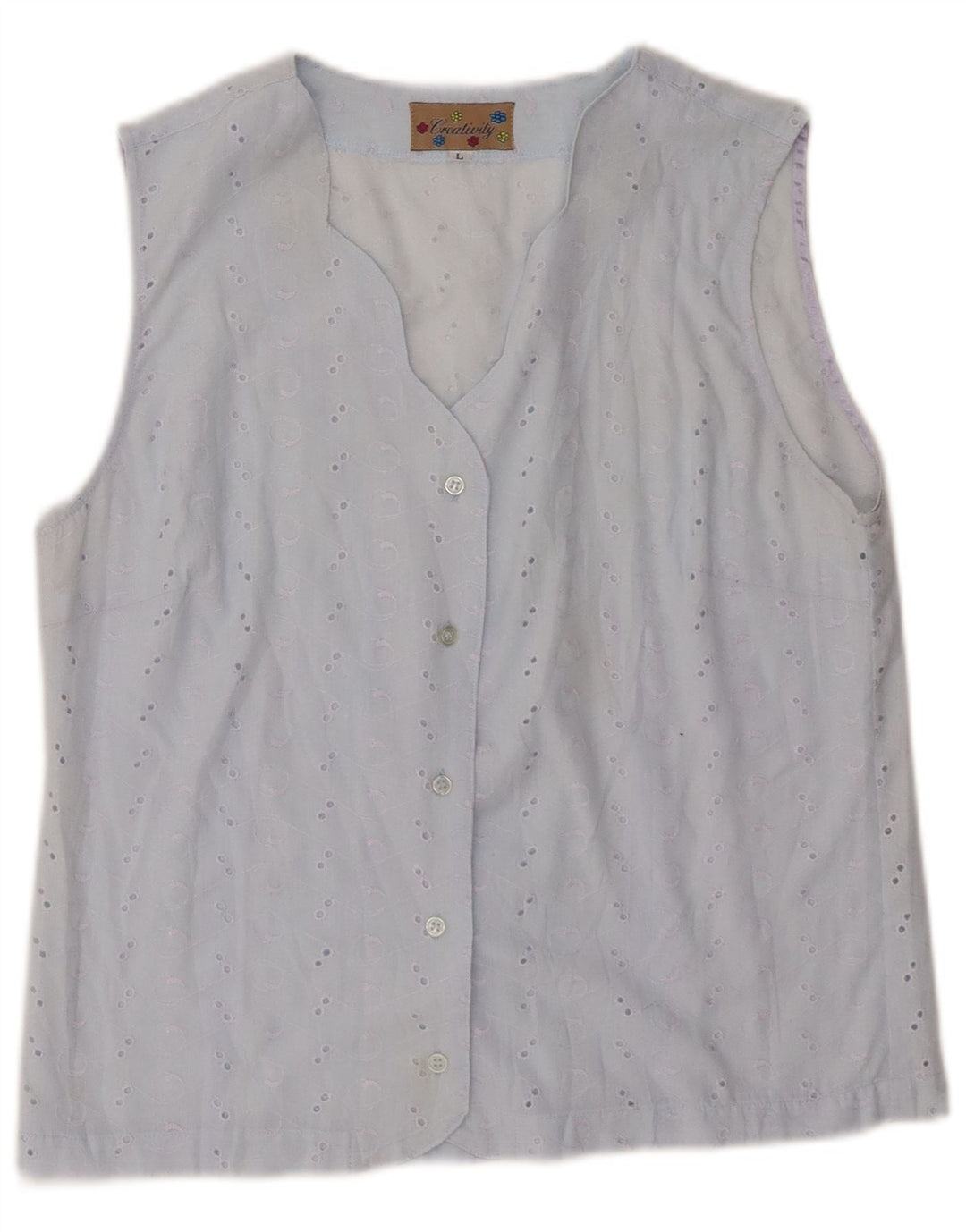 Creativity Womens Sleeveless Shirt Blouse UK 14 Large Blue