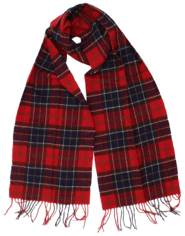 Barbour Mens Rectangle Scarf One Size Red Plaid Wool Classic