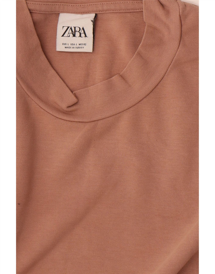 Zara Mens Top Long Sleeve Large Brown