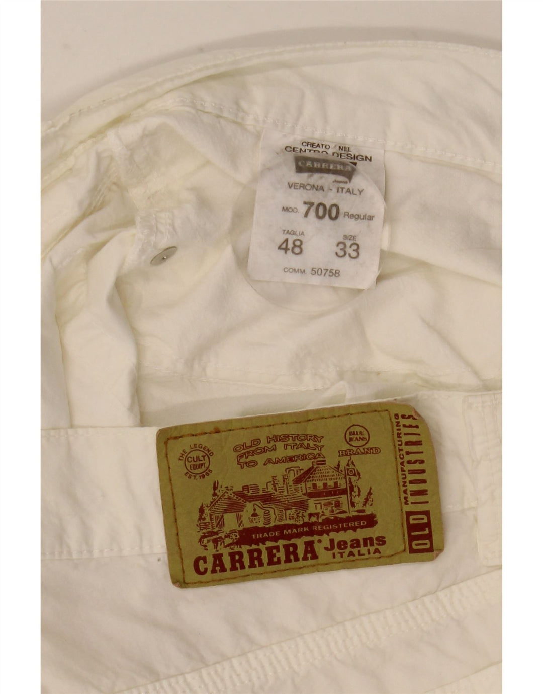 Carrera Mens 700 Regular Fit Casual Trousers Size 33 White Cotton