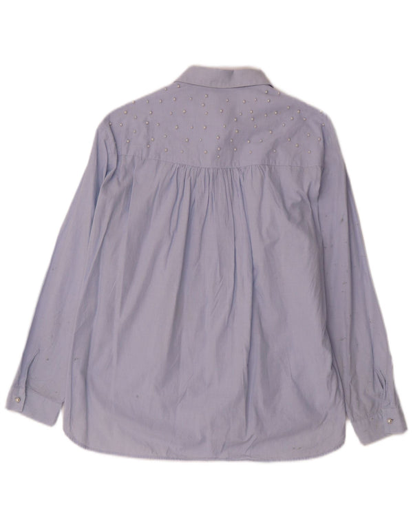Camisa Zara Mulher UK 14 Azul Médio