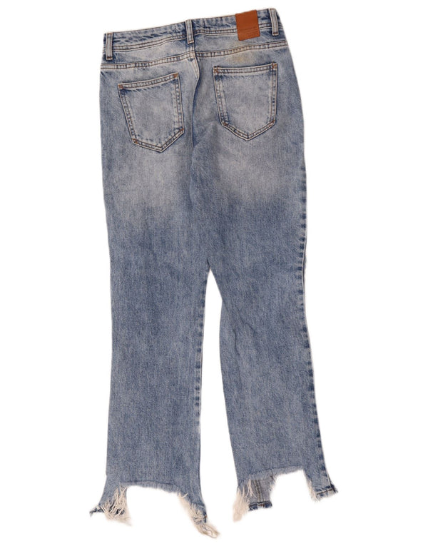 Zara Womens Distressed Straight Jeans EU 34 2XS W24 L29 Blue Floral