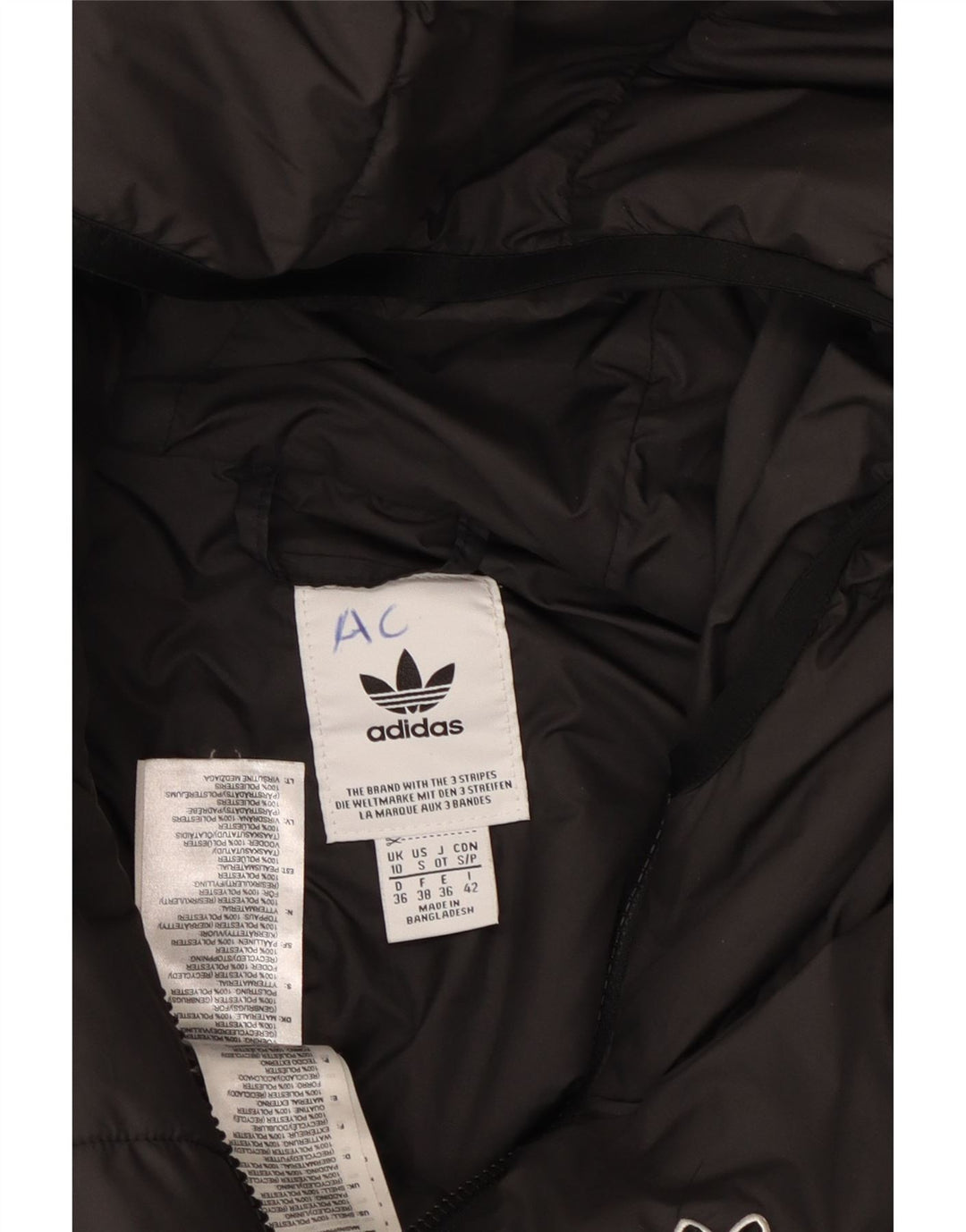 ADIDAS Polstret hættejakke til kvinder UK 10 Lille sort polyester