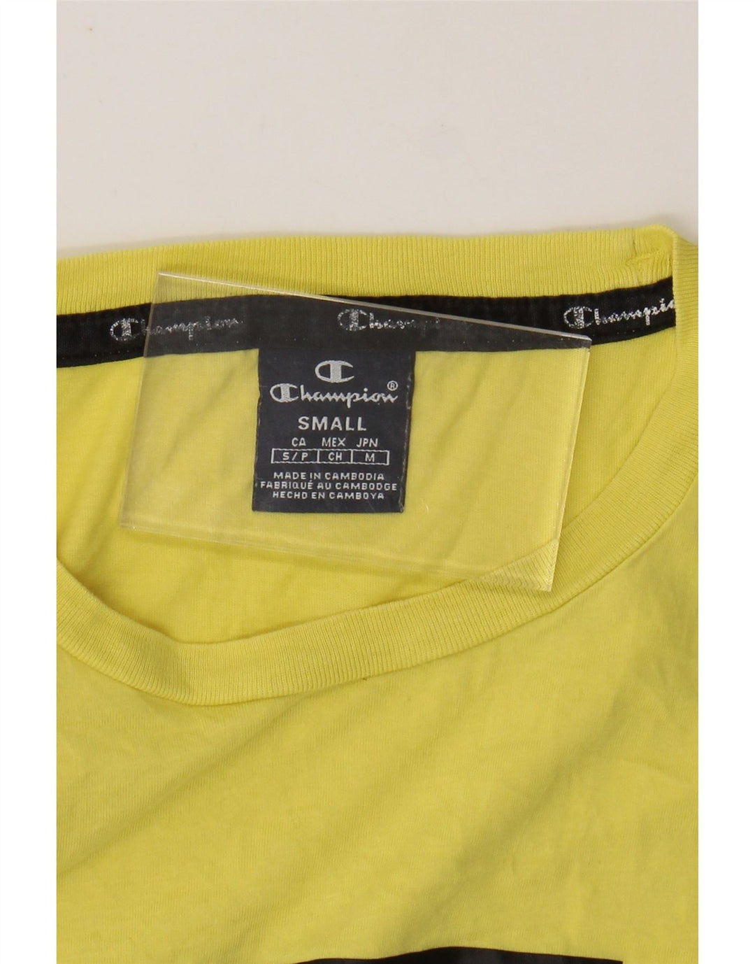 CHAMPION Mens Graphic T-Shirt Top Small Yellow