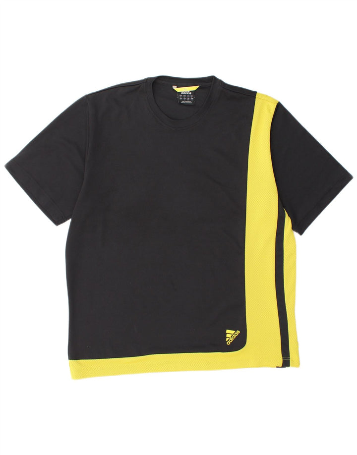 ADIDAS Mens T-Shirt Top Large Black Colourblock Polyester