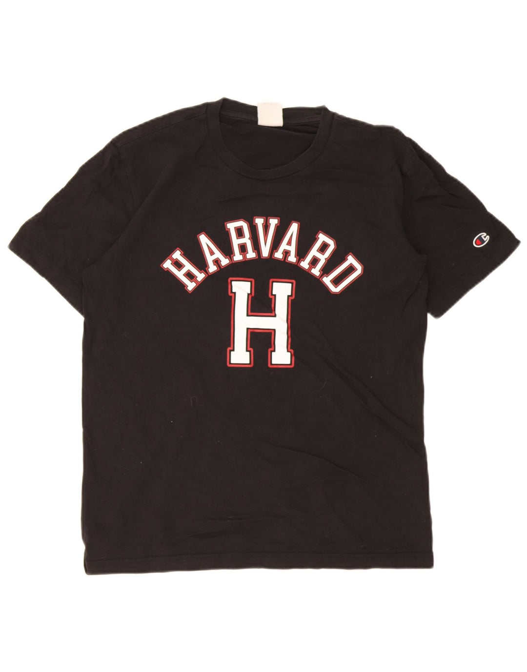 Champion Mens Harvard Graphic T-Shirt Top Medium Black Cotton