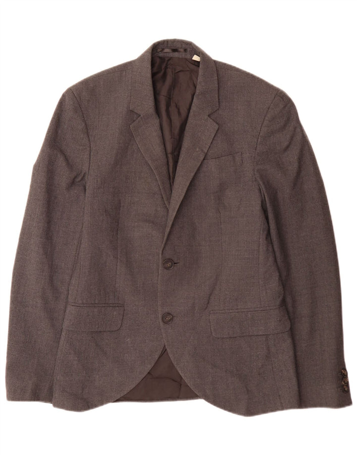 Jaqueta blazer masculina de 2 botões Jack Wills Reino Unido 36 pequena lã cinza