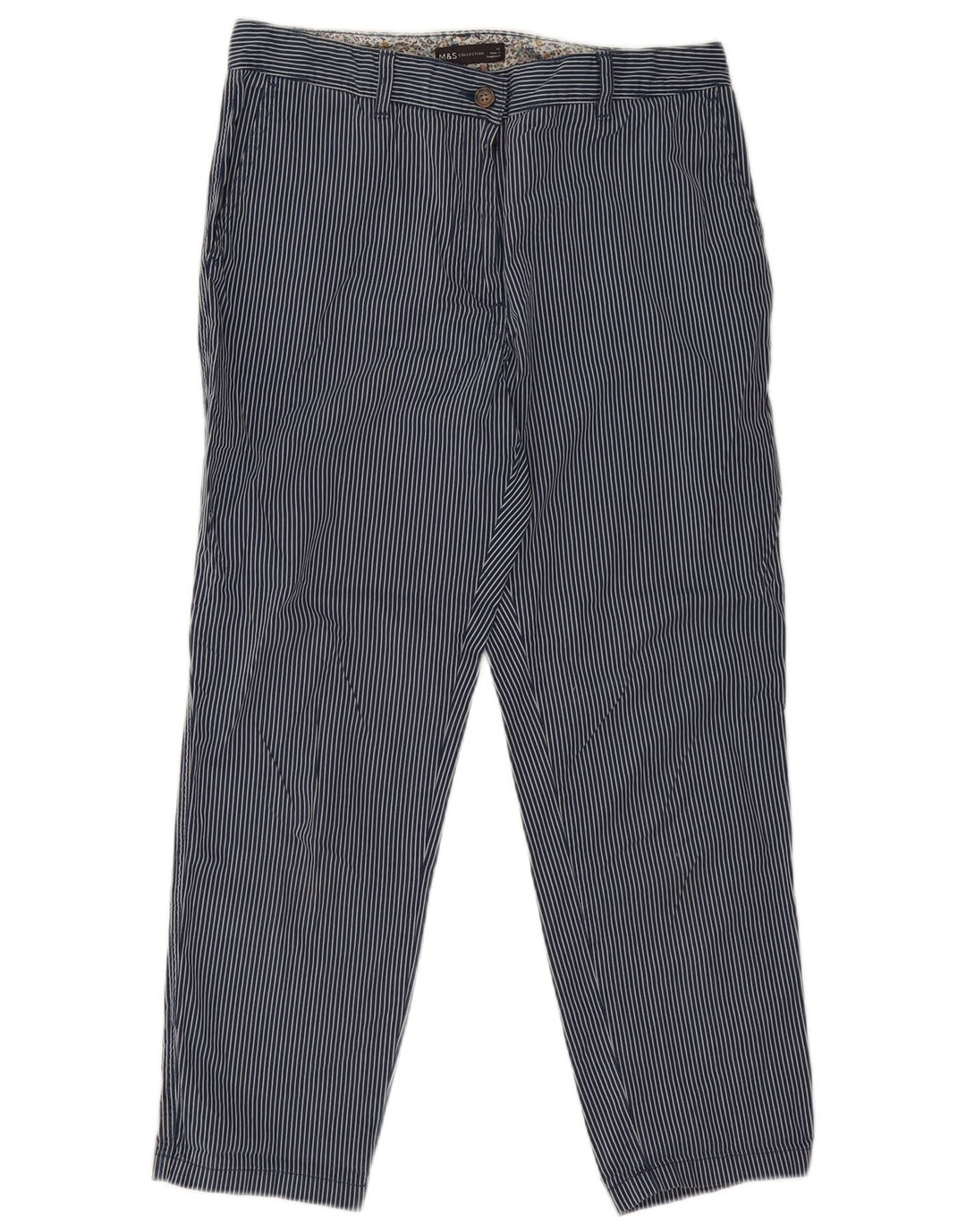 Marks & Spencer Dame Cropped Trousers UK 12 Medium W30 L26 Navy Blue