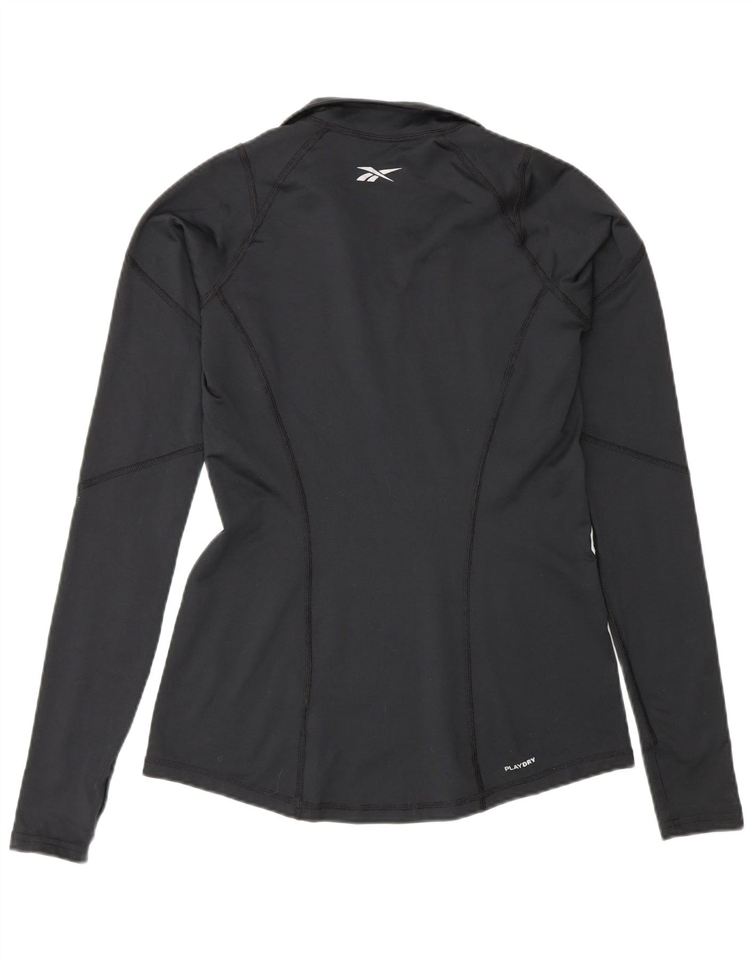 Reebok Womens Zip Neck Pullover Trainingsanzug Top UK 12 Medium Schwarz Polyester