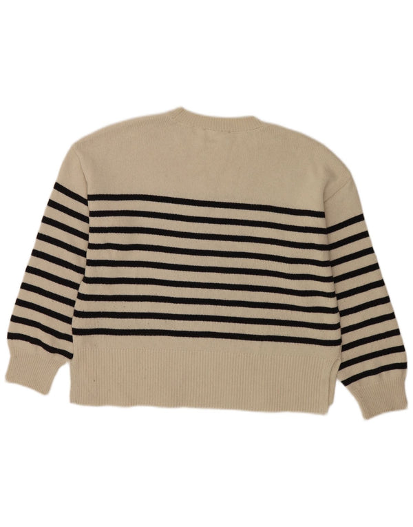 Maglione girocollo oversize da donna Zara UK 10 piccolo a righe beige