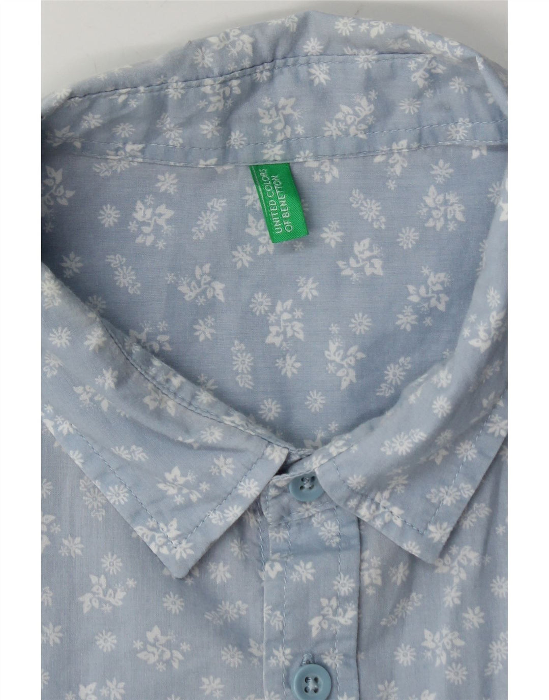 Benetton Mens Shirt Medium Blue Floral