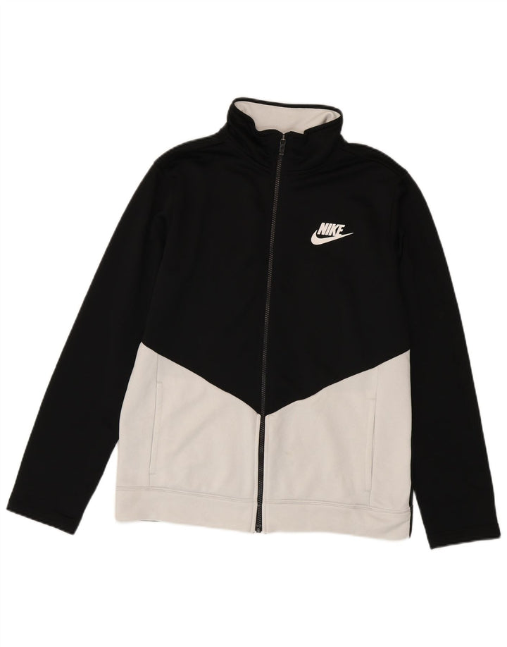 Nike Boys Tracksuit Top Jacket 13-14 Years XL Black Colourblock Polyester