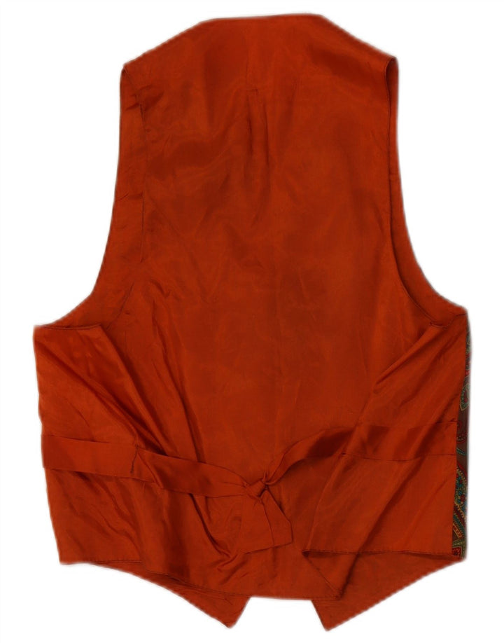 Vintage Mens Waistcoat Small Orange Paisley