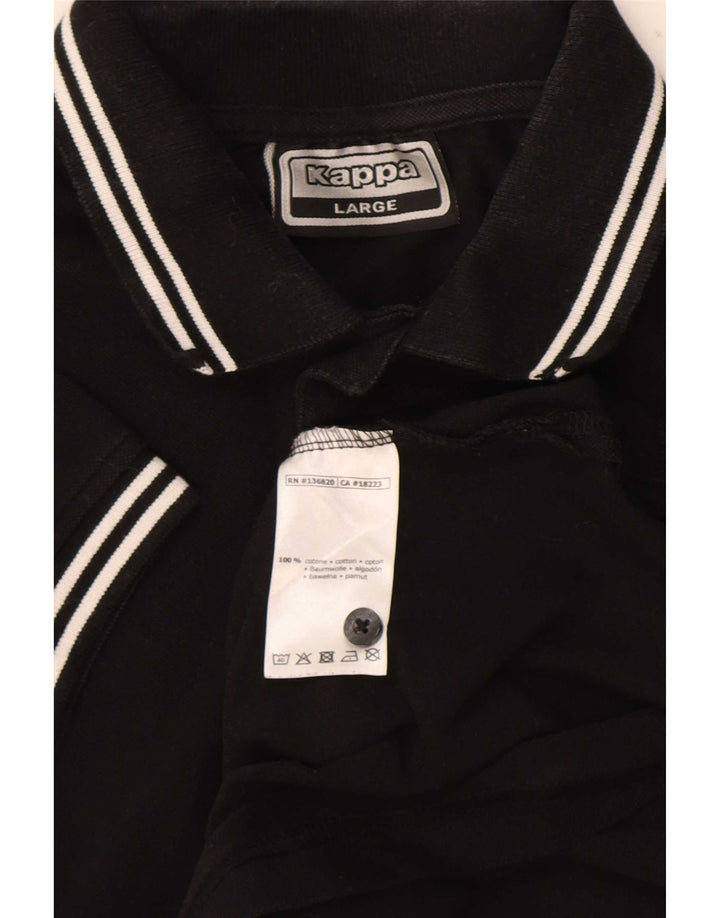 Kappa Mens Polo Shirt Large Black Striped Cotton
