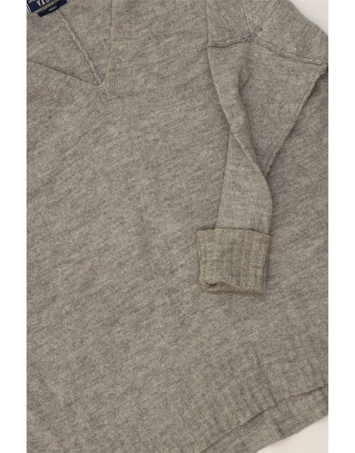 SUPERDRY Womens Oversized Longline V-Neck Jumper Sweater UK 10 Small Grey Vintage Superdry and Second-Hand Superdry from Messina Hembry 