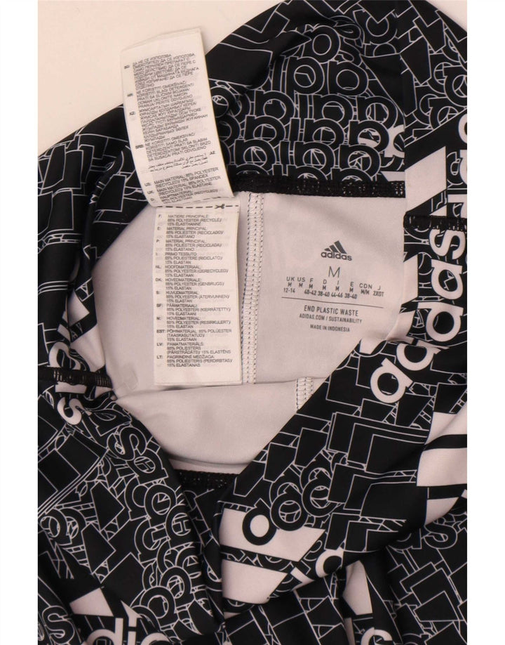 Leggings grafic Adidas pentru femei UK 12/14 Poliester mediu negru