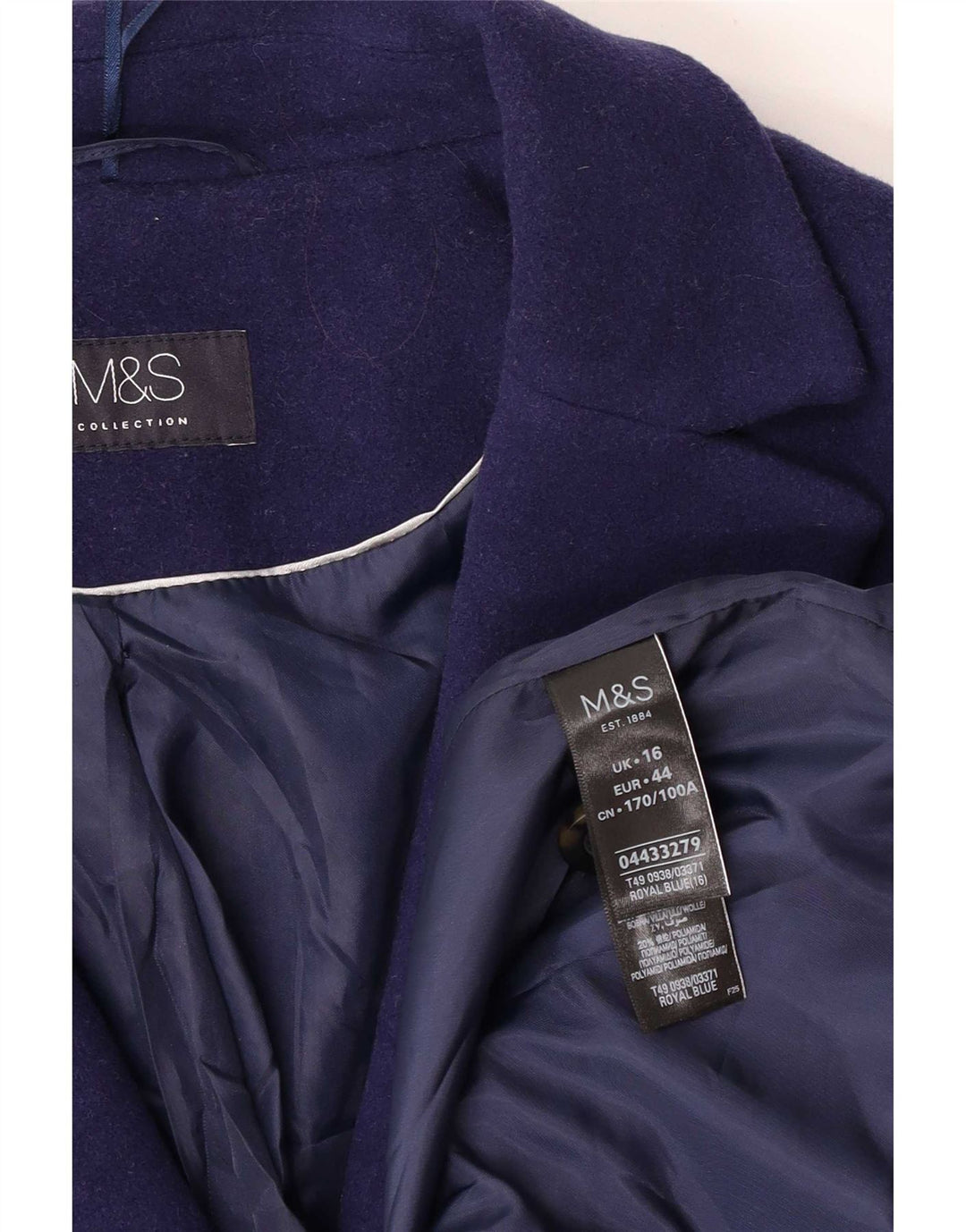 Marks & Spencer Manteau surdimensionné pour femme UK 16 Grande laine bleue