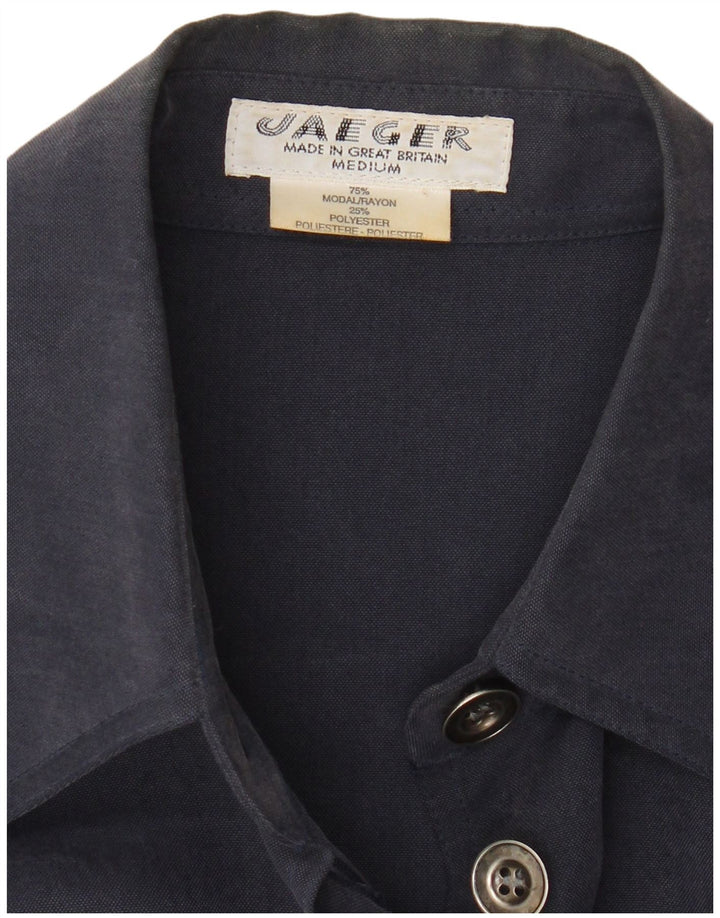 Jaeger Womens Overcoat UK 14 Medium Navy Blue Modal