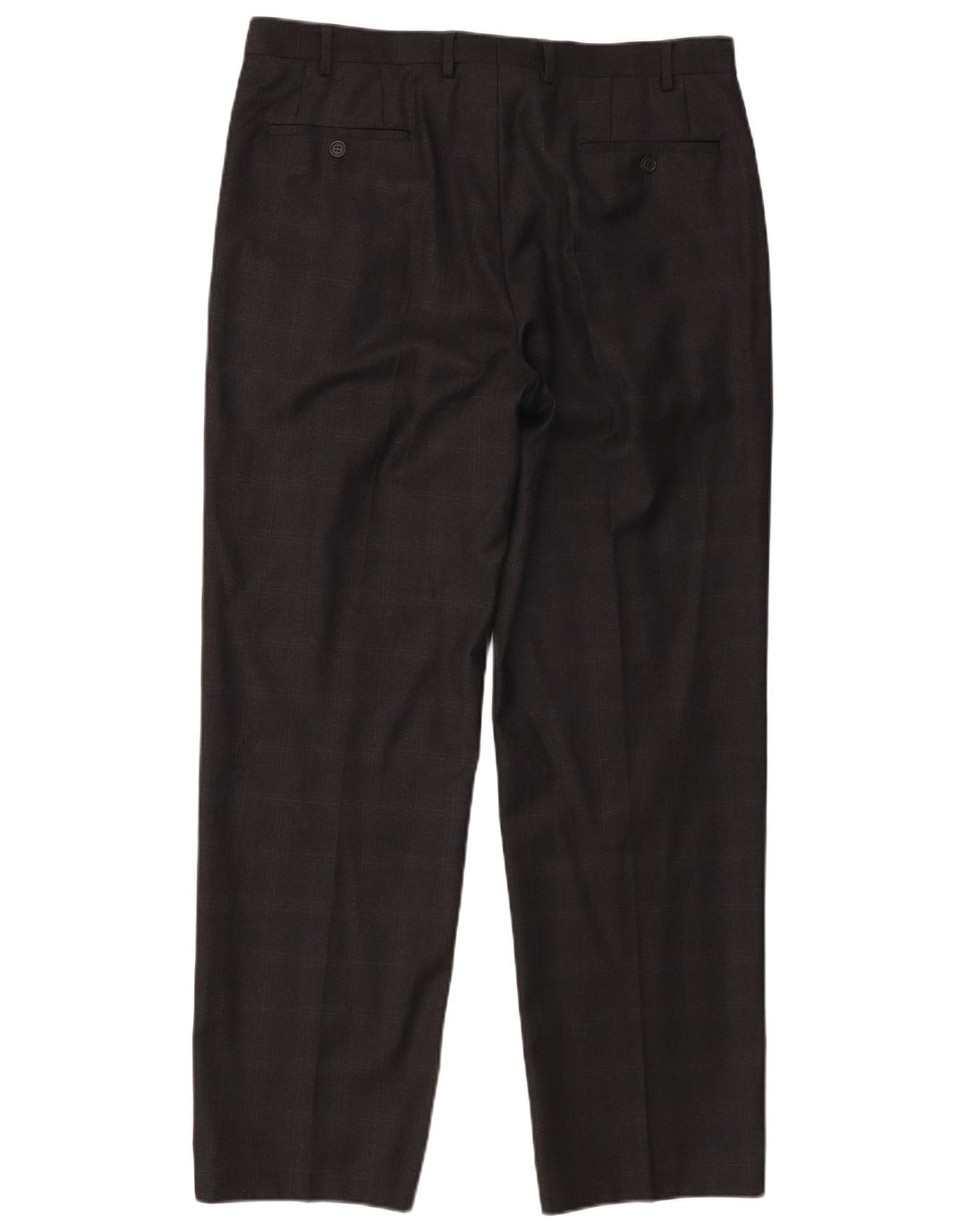 Marks & Spencer Pantalon de costume droit pour homme W36 L31 Gris à carreaux en laine vierge