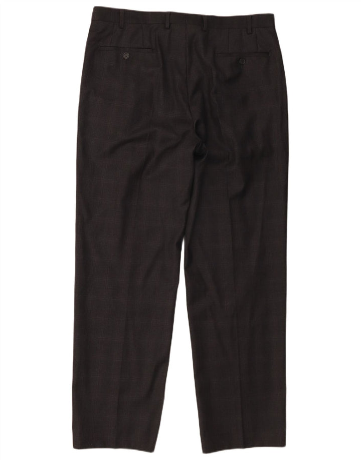Marks & Spencer Pantalon de costume droit pour homme W36 L31 Gris à carreaux en laine vierge