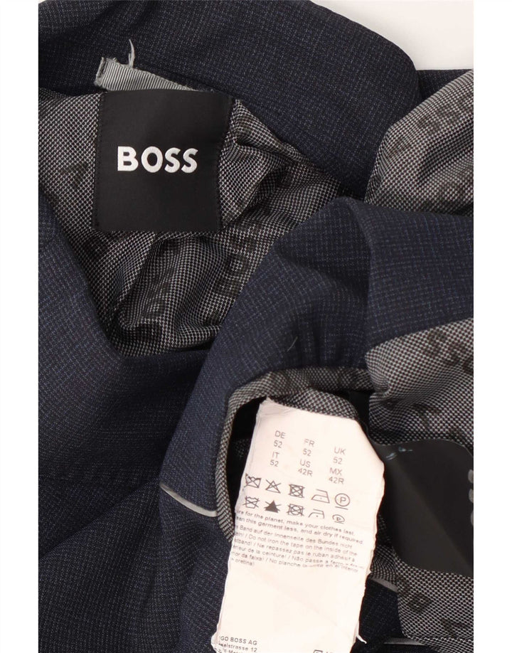 Hugo Boss férfi 2 gombos blézerkabát UK 52 XL sötétkék gyapjú