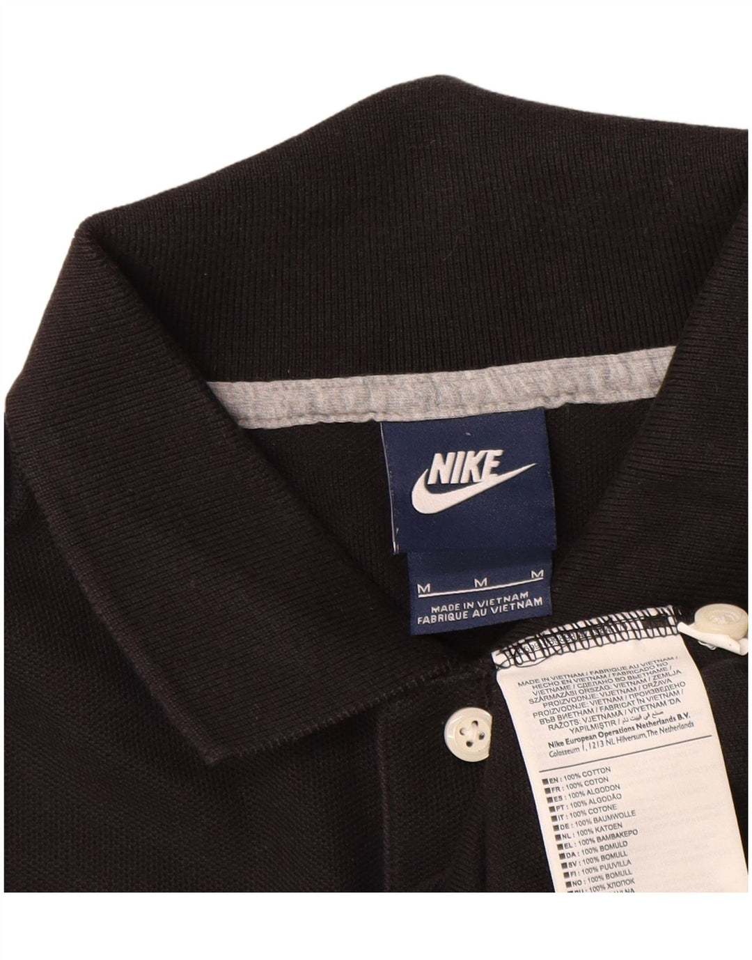 Nike Mens Polo Shirt Medium Black Cotton