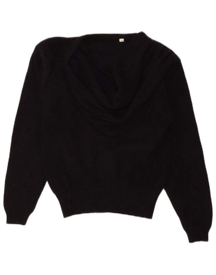 Vintage Womens V-Neck Jumper Sweater UK 10 Small Black