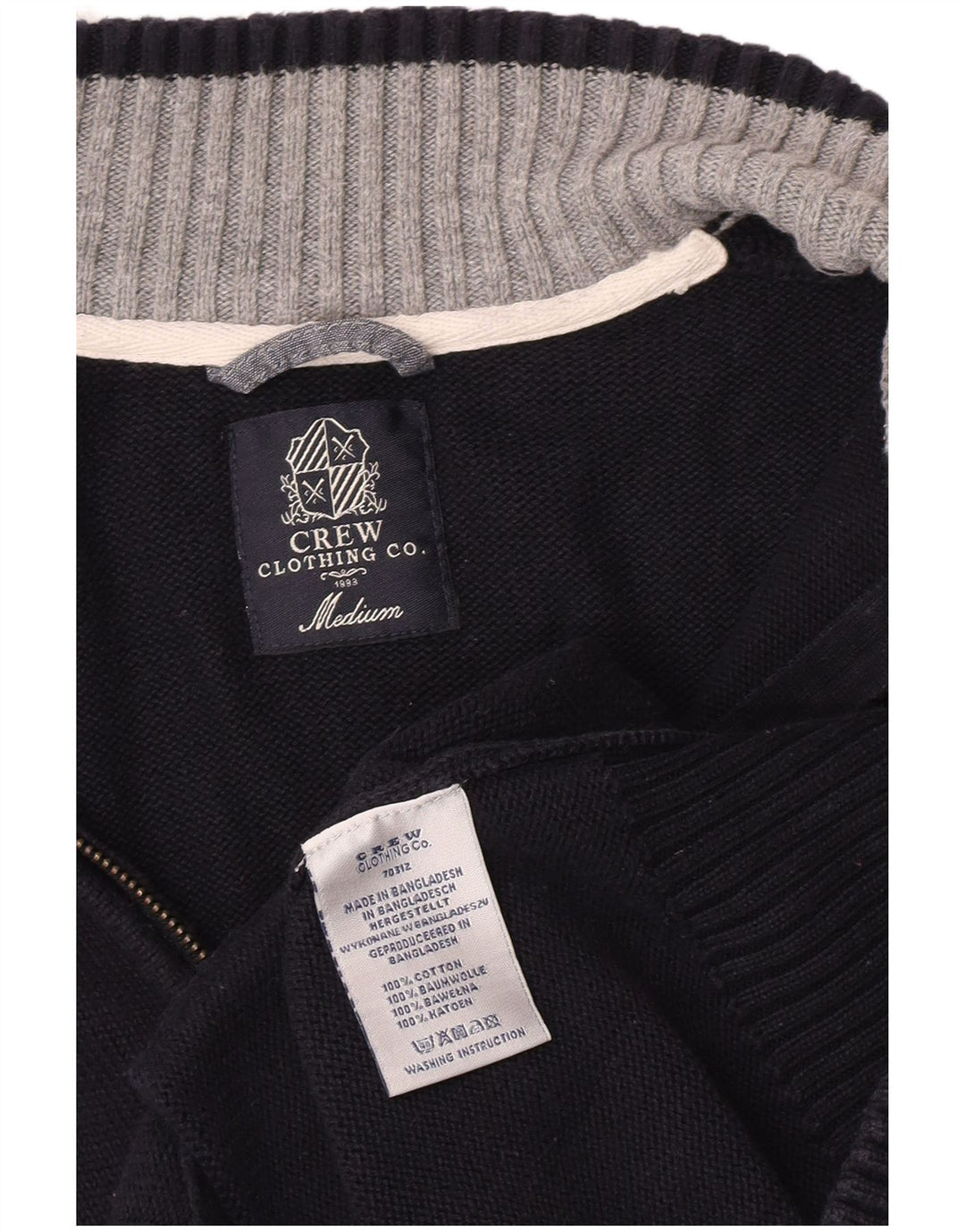 Crew Clothing Mens Cardigan Sweater Medium Navy Blue Cotton