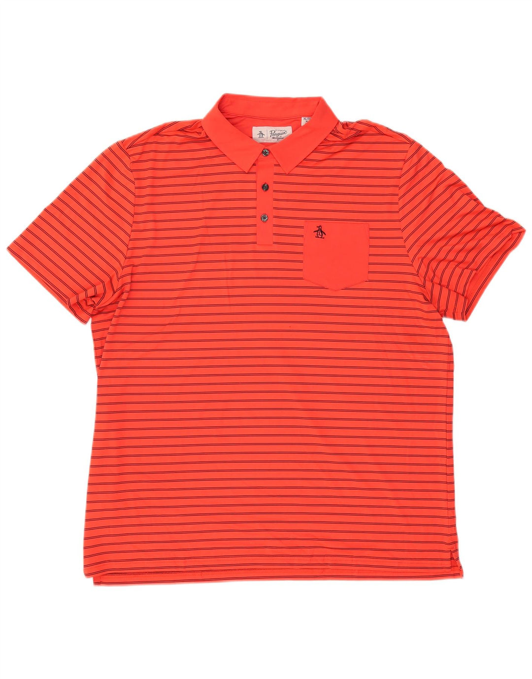 PENGUIN Mens Polo Shirt XL Red Striped Polyester