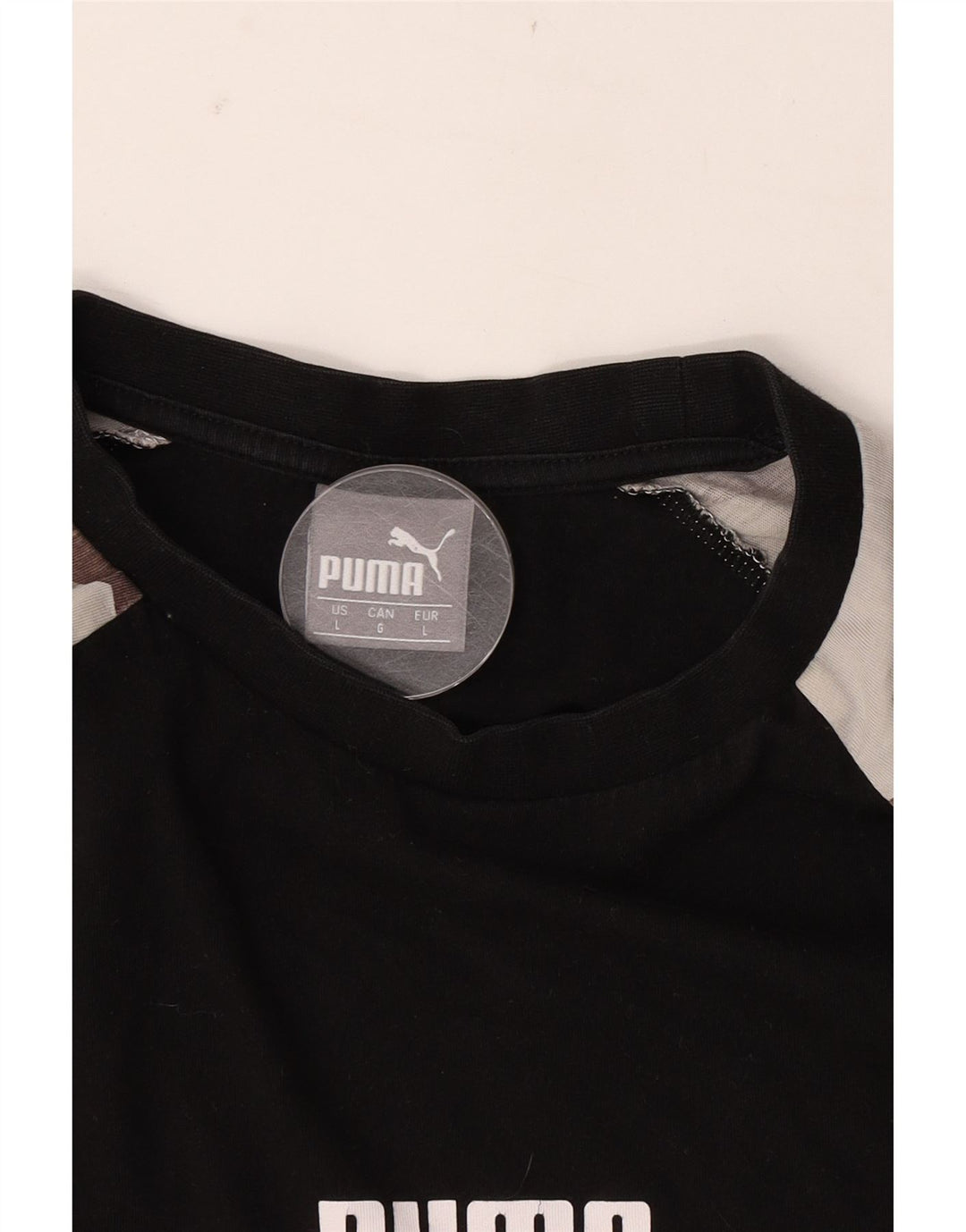 Puma Mens Graphic T-Shirt Top Large Black Camouflage