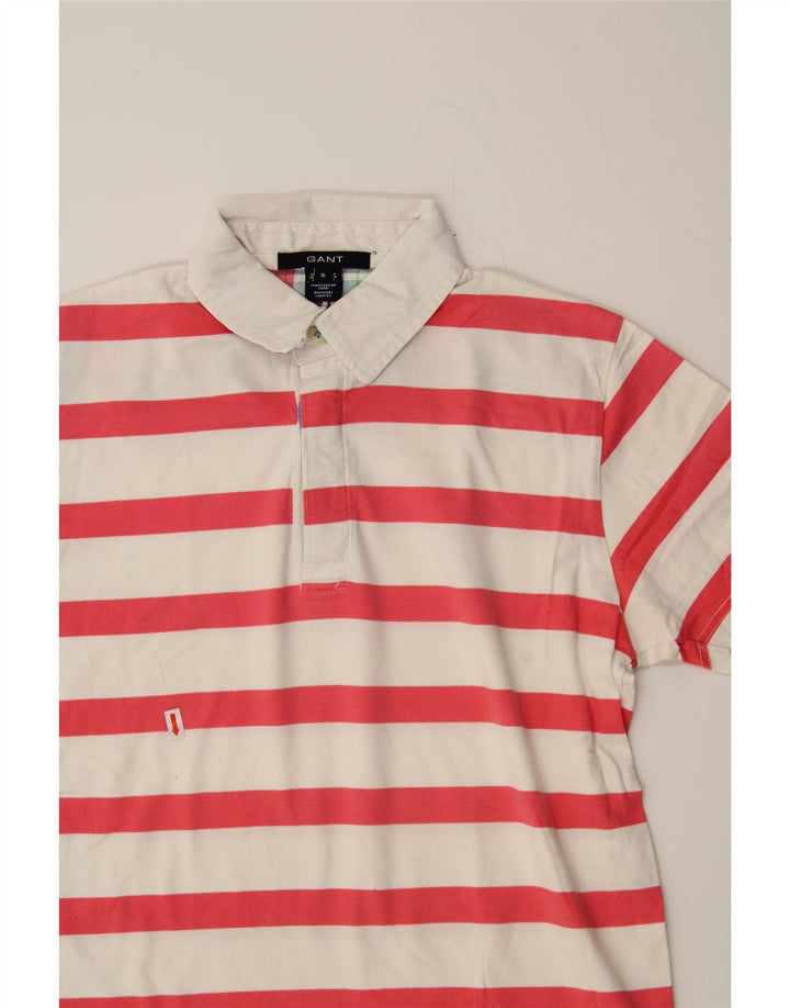 GANT Mens Polo Shirt Small Red Striped Cotton Vintage Gant and Second-Hand Gant from Messina Hembry 