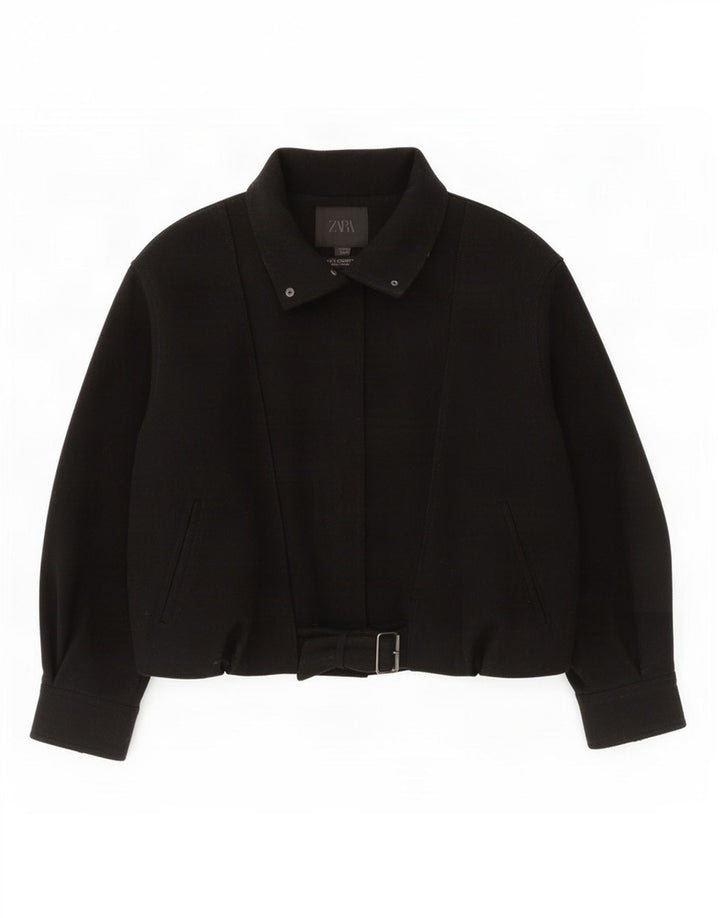 Zara Mujer Bomber Chaqueta Cortavientos Extragrande UK 40 Mediana Lana Negra