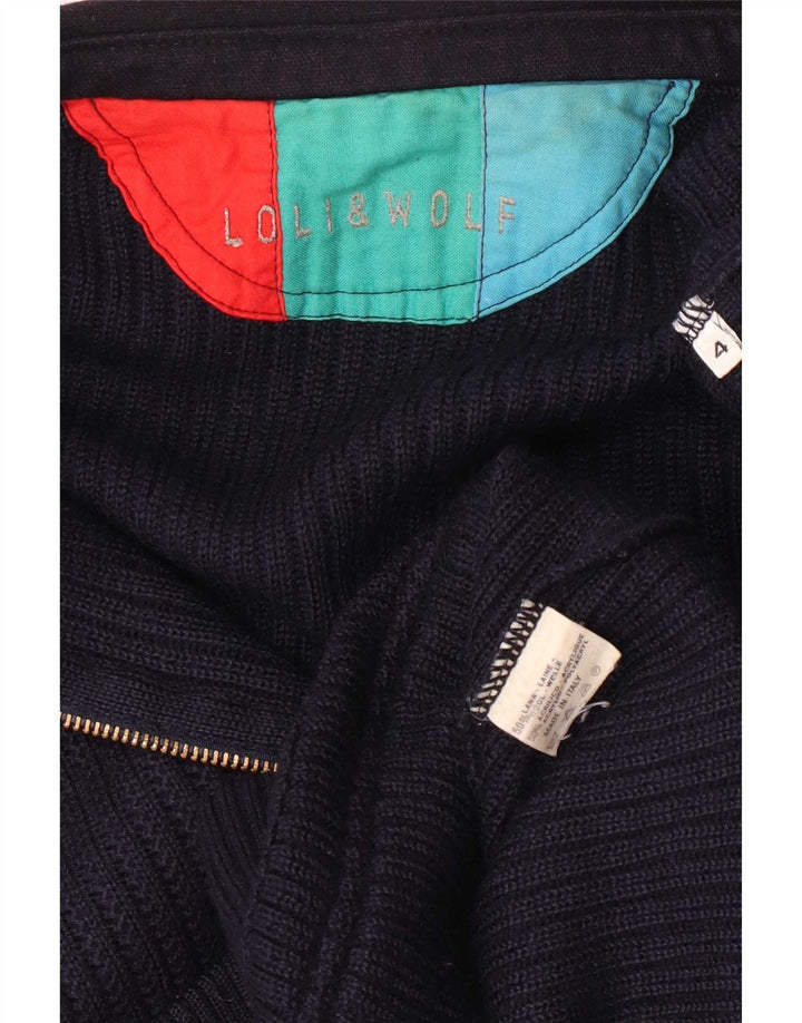 Loli Wolf Cardigan Homme Pull Large Bleu Marine Laine
