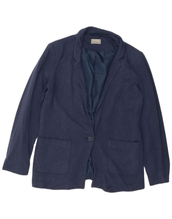 Oasis Veste blazer surdimensionnée à 1 bouton pour femme UK 12 Bleu marine moyen