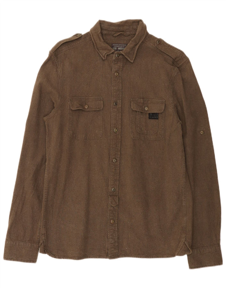 All Saints Mens Military Shirt Medium Khaki Linen