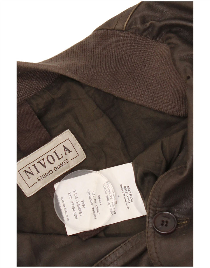 Gimo's Mens Bomber Leather Jacket UK 38 Medium Brown Leather