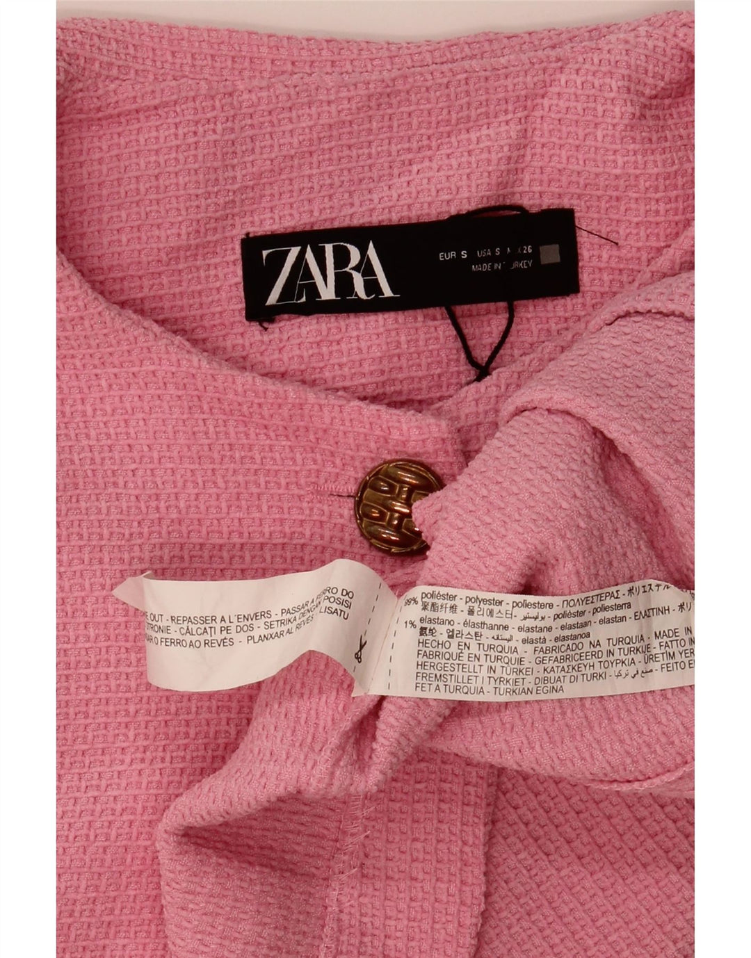 Zara Womens Crop Cardigan Sweater UK 10 Small Pink Polyester