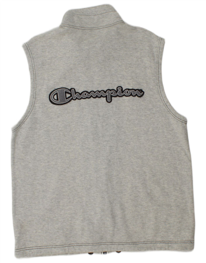 Champion Mens Graphic Sleeveless Tracksuit Top Jacket Small Grey Cotton
