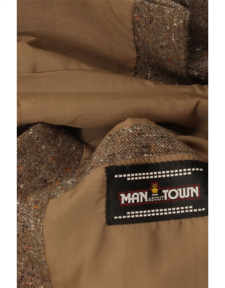 Jaqueta blazer masculina vintage com 2 botões Reino Unido 38 bege médio salpicado