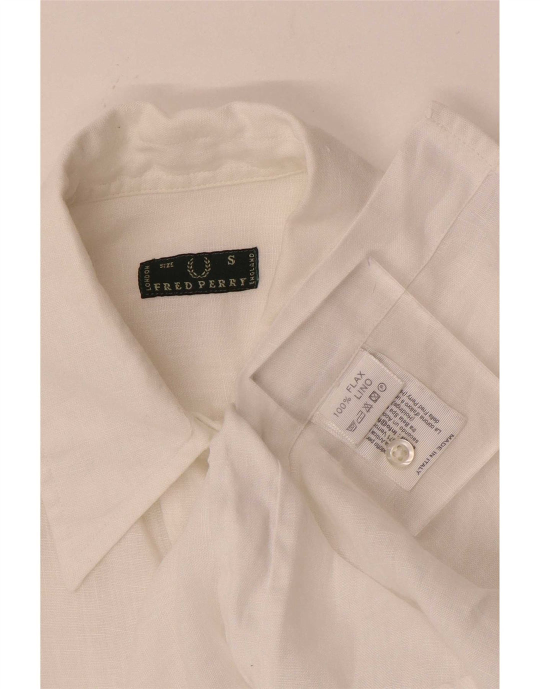 Fred Perry Womens 3/4 Sleeve Shirt UK 10 Small White Linen