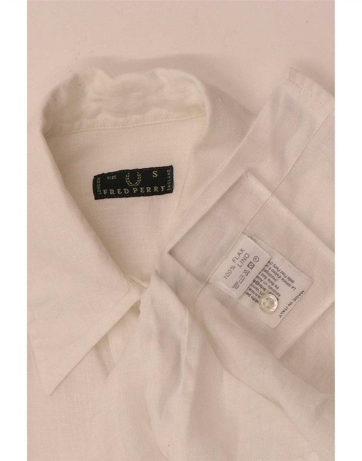 Fred Perry Womens 3/4 Sleeve Shirt UK 10 Small White Linen