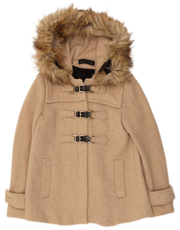 Übergroßer Dufflecoat mit Kapuze von Zara für Damen, UK 6, XS, Beige