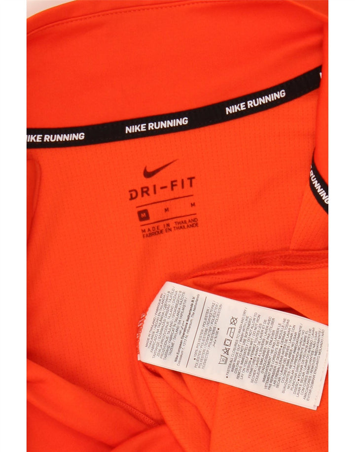 NIKE Top da tuta pullover con zip e collo Dri Fit da donna UK 14 Arancione medio