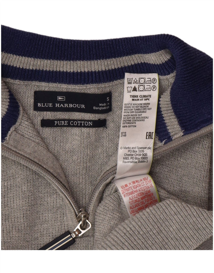 Marks & Spencer Mens Blue Harbour Zip Neck Jumper Sweater Small Grey