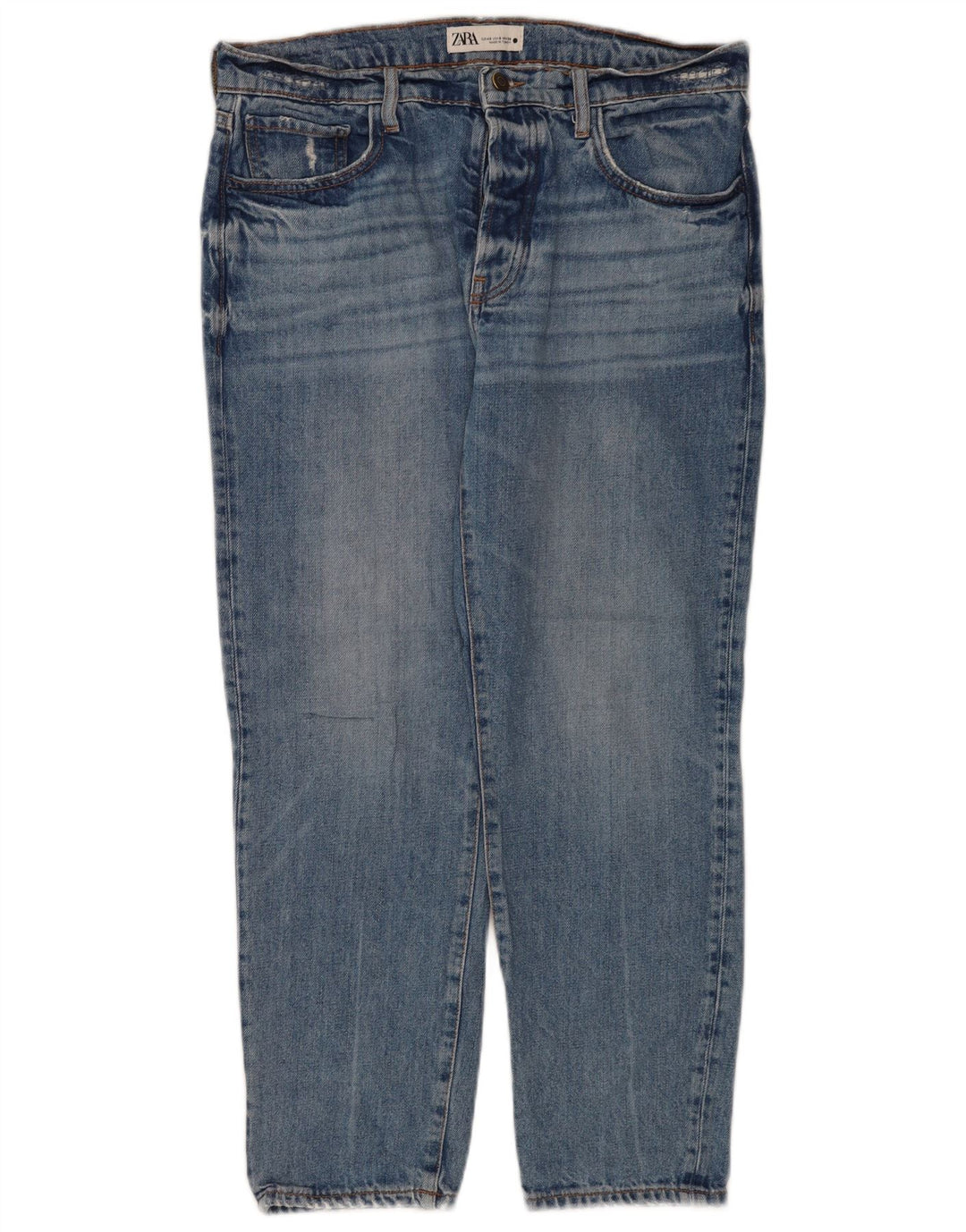 Zara Dame Straight Jeans EU 40 Medium W30 L26 Blå Bomuld