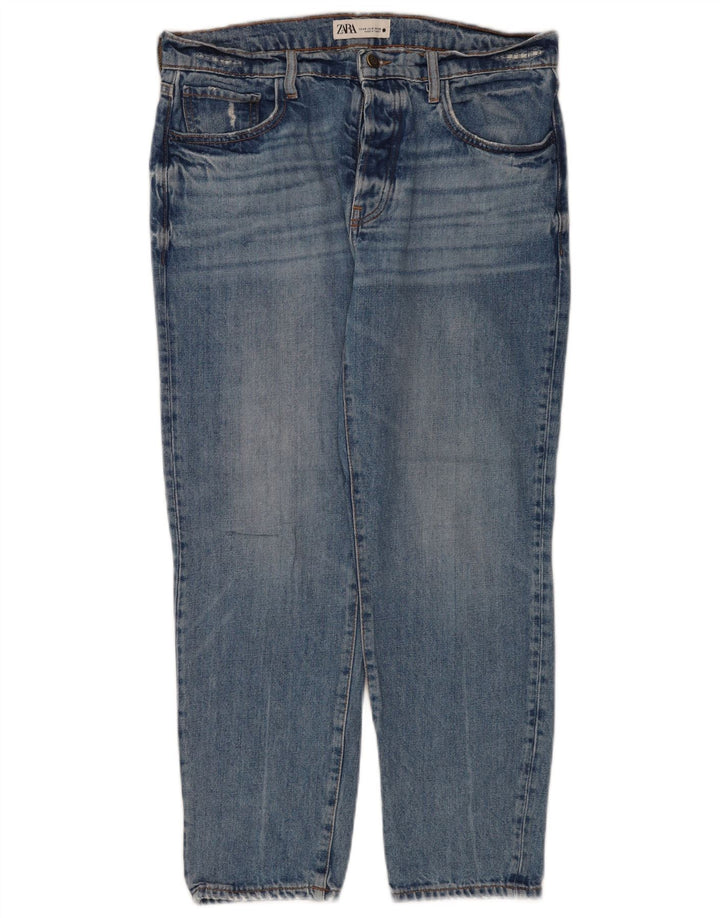 Zara Dame Straight Jeans EU 40 Medium W30 L26 Blå Bomuld