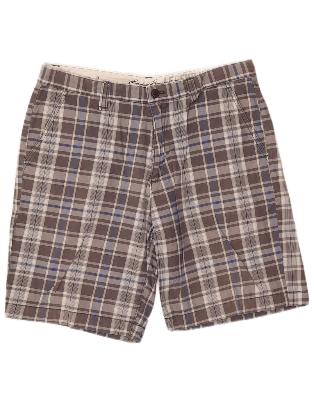 Pantaloncini chino da uomo EDDIE BAUER W34 quadri grigi grandi