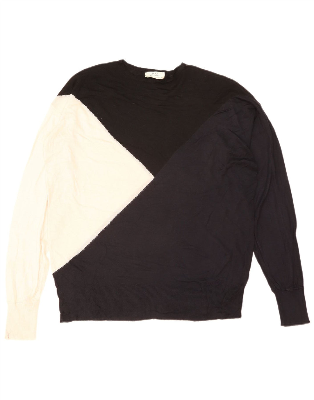 Zara Womens Boat Neck Jumper Sweater UK 14 Medium Multicoloured Colourblock