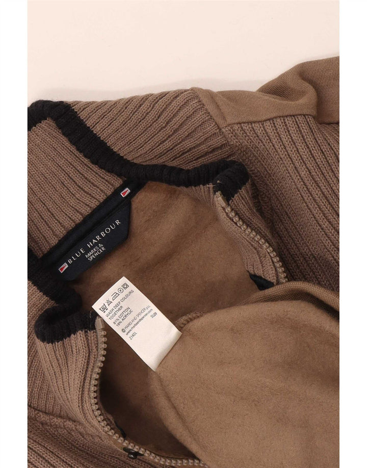 Marks & Spencer Herre Blue Harbor Sweatshirt Jumper Small Brown Colourblock